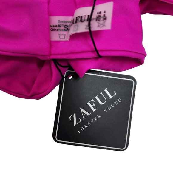 Zaful Womens Pink Ruched Bikini Set With Adjustable Straps & Tie Back Size S - Picture 5 of 7